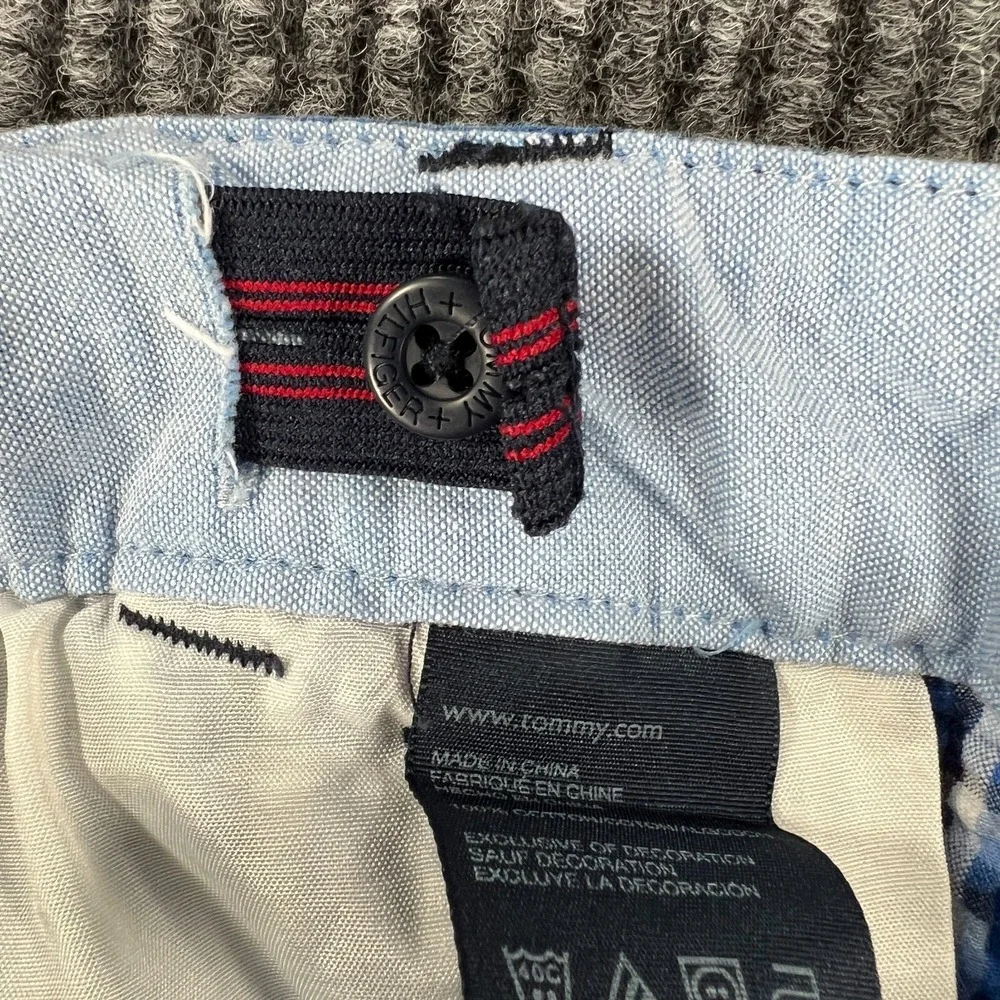 Tommy Hilfiger Shorts Youth Boys Size 16 Blue Check Seersucker Chino 100% Cotton